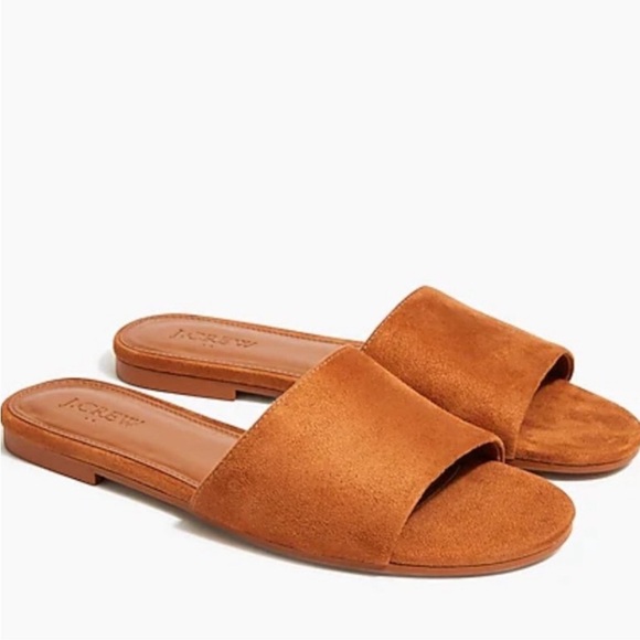 J. Crew Shoes - J. Crew Microsuede One-strap slide sandals cedar wood brown tan Size 8 BG566 EUC